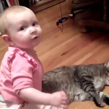 Un bebe şi pisica lui au înduioşat internetul