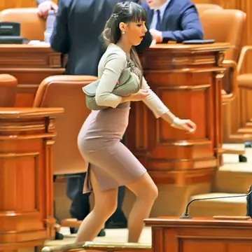 Ce crăpătură adâncă are fusta deputatei Cătălina Ştefănescu