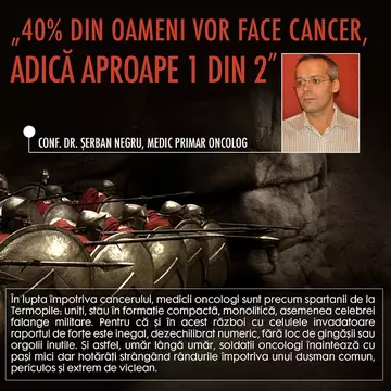 40% din oameni vor face cancer. Aproape 1 din 2… Interviu cu dr. Șerban Negru, medic primar oncolog