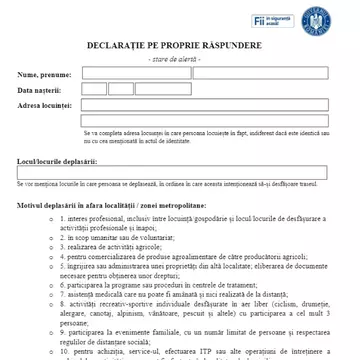 Cum arată declarația pentru starea de alertă. A apărut o schimbare majoră