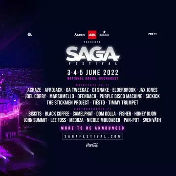 SAGA Festival anunță noi artiști în line-up: DJ Snake, Ofenbach și Tiësto vin pe 3, 4 și 5 iunie la National Arena, în București