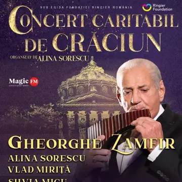 Concert caritabil de Crăciun cu Gheorghe Zamfir și Alina Sorescu, pe 20 decembrie, la Ateneul Român