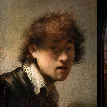 Schița în ulei „Ridicarea Crucii”, atribuită lui Rembrandt. Mult timp a fost considerată o copie
