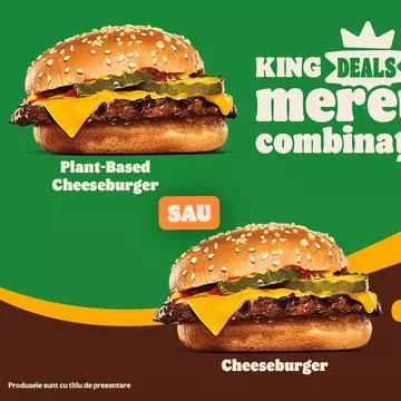 King Deals de la Burger King e mereu combinație. Alege-ți combo-ul preferat la 9,90 lei.