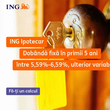 Dobânzi mai bune și un proces și mai rapid pentru creditele ipotecare ING! Din 13 februarie, dobânda fixă de la 5.59% în primii 5 ani. Află condițiile!