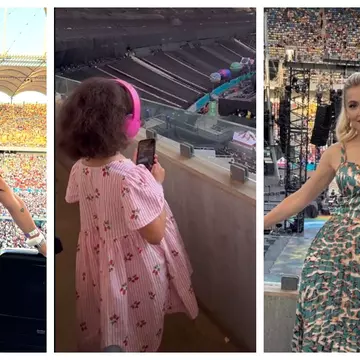 Cum s-au îmbrăcat vedetele la concertul Coldplay din București. Namiko, fiica lui Cabral și a Andreei Ibacka, cu părinții pe Arena Națională