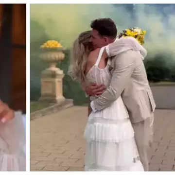 Imagini de la nunta Ilonei Brezoianu. Actrița s-a aruncat în piscină cu rochia de mireasă