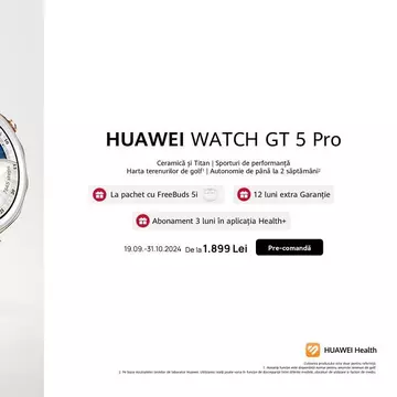 HUAWEI lansează noi produse inovatoare care îmbină moda și creativitatea. Seria HUAWEI WATCH GT 5, acum disponibilă în România