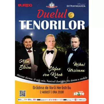 Duelul Tenorilor – ediţie de vară în aer liber cu Ştefan von Korch, Alin Stoica şi Mihai Urzicana pe 2 august la Grădina de Vară Herăstrău