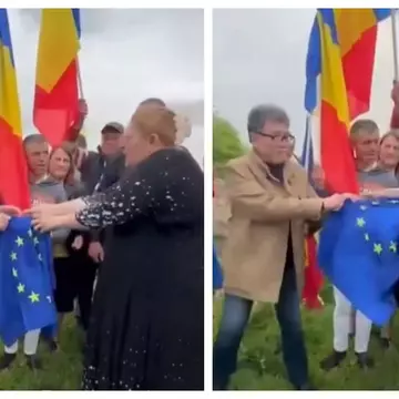 Diana Șoșoacă a rupt steagul Uniunii Europene. Lidera SOS primește lunar 9.000 de euro de la Parlamentul European