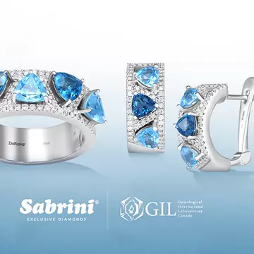 Descoperă setul de inel și cercei din aur alb 18k cu topaz Blue, London Blue și diamante naturale: Colecția DeRuvo de la Sabrini