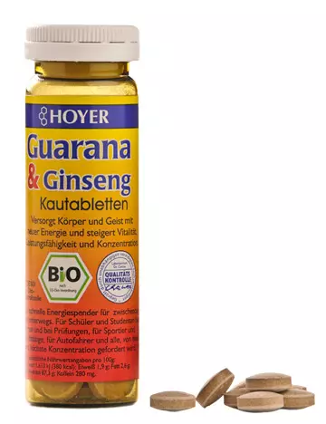 Tablete BIO Hoyer cu guarana si ginseng pentru vitalitate