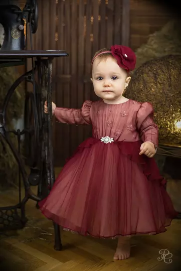Rochie seara matase marsala copii