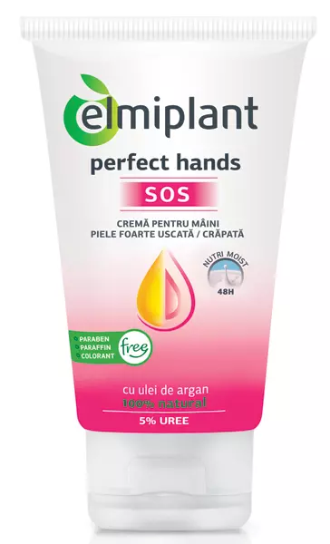 Cremă de mâini pentru piele foarte uscată/crăpată, elmiplant, Perfect Hands SOS, 8 lei