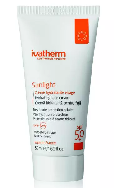 Cremă pentru ten, Ivatherm, Sunlight Cremă hidratantă pentru față SPF 50+, 60 lei