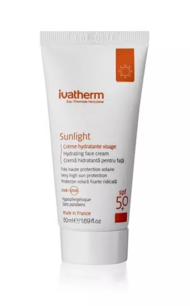 Cremă hidratantă pentru față cu protecție solară foarte ridicată, Ivatherm, Sunlight SPF 50+, 65,25 lei