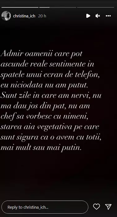 De a lipsit Cristina Ich o perioadă din mediul online