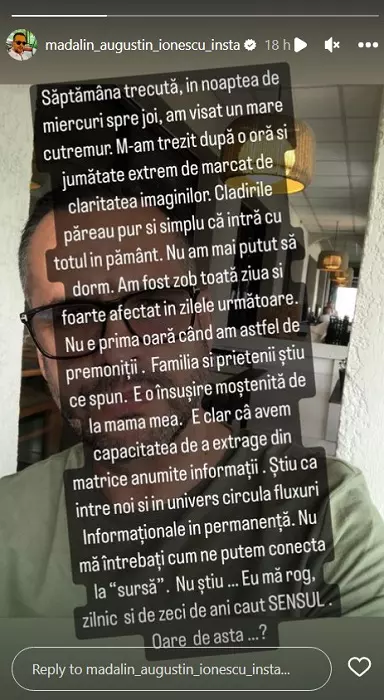 Mădălin Ionescu spune că a avut o premoniție legată de cutremurul din Turcia: "Nu e prima oară când pățesc. Am fost foarte afectat!"