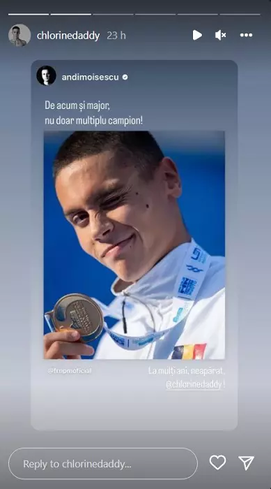 Ce mesaj i-a transmis iubita lui David Popovici la împlinirea vârstei de 18 ani