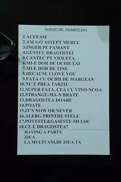 Playlistul concertului din 8 martie