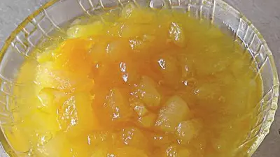 Dulceaţă de pepene galben, pere şi portocale