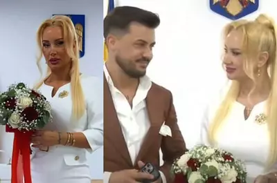 Simona Trașcă și Marian Buzilă s-au căsătorit. Imagini de la cununia civilă: mireasa a purtat o rochie mulată, care i-a evidențiat silueta, iar mirele a făcut o glumă înainte de a spune „Da”