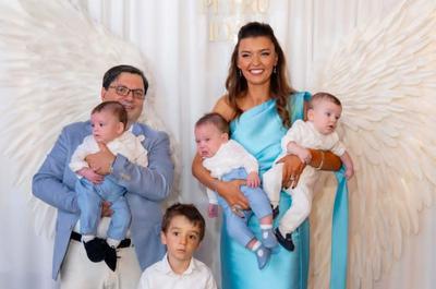 Nicolae Bănicioiu și soția lui și-au botezat tripleții: „De la agonie la extaz. De la teamă la recunoștință. De la rugăciuni la minuni”. Petru, Ioan și Matei au avut parte de o petrecere spectaculoasă