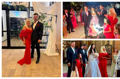 Cum s-a îmbrăcat „naşa” Elena Udrea la nuntă. Rochia fostei ministre a atras toate privirile şi în biserică