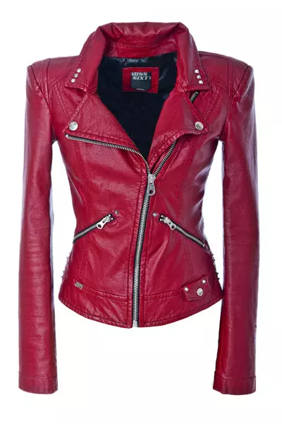 Jacheta din piele, cu capse metalice, Miss Sixty