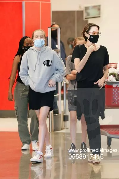 *EXCLUSIVE* Angelina Jolie takes her family out to Target to get some shopping done