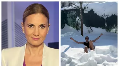 Anca Alexandrescu s-a filmat în costum de baie, în zăpadă, pe modelul Cristelei Georgescu. 'Sănătate curată!' Clipul s-a viralizat instant