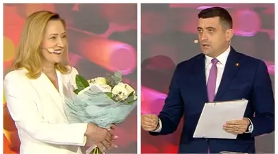 George Simion a părăsit dezbaterea electorală, după ce i-a oferit Elenei Lasconi un buchet de flori: „Singura care chiar a fost votată de români”