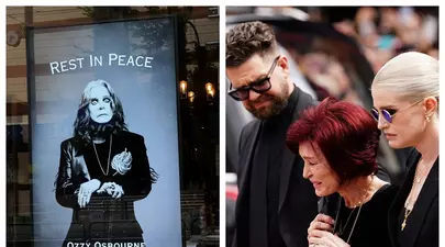 Imagini sfâșietoare de la înmormântarea lui Ozzy Osbourne. Sharon, Kelly și Jack, copleșiți de durere la funeraliile „Prințului Întunericului”