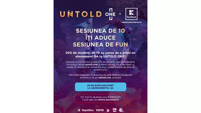 UNTOLD premiază performanța academică și anul acesta prin campania „Student de 10”. 200 de studenți cu media 10 în sesiunea de vară vor primi abonamente General Access gratuite la UNTOLD ONE