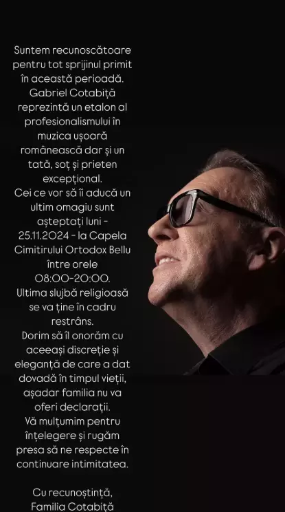 unde va fi inmormantat gabriel cotabita