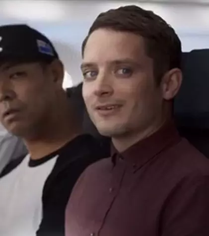Elijah Wood și Peter Jackson, într-o reclamă la Air New Zealand