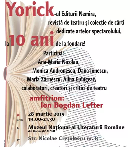 „10 ani de Yorick” la Cafeneaua critică de joi, 28 martie