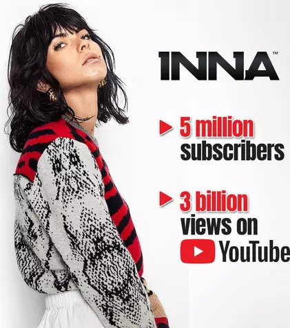 INNA, un nou record pe YouTube: 3 miliarde de vizualizări pe YouTube pe propriul canal și peste 5 milioane de abonați