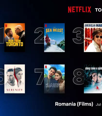 Top 10 filme și seriale Netflix în România, săptămâna 4 - 10 iulie 2022