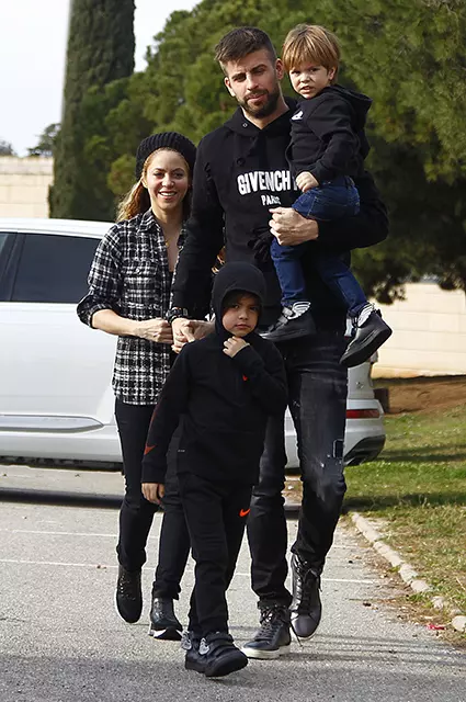 EXCLUSIVE: Shakira and Gerard Pique step out with children