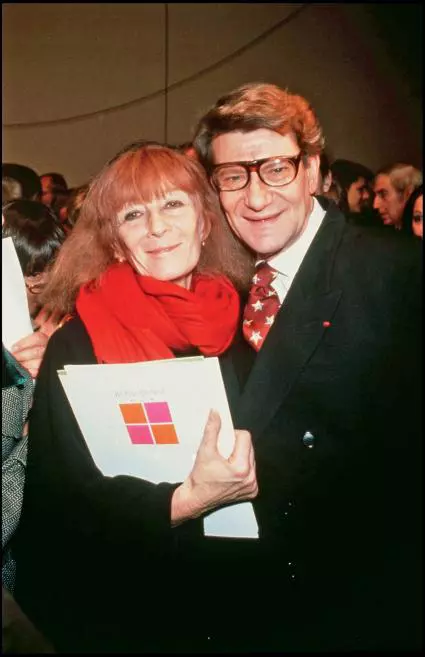 Sonia Rykiel și Yves Saint Laurent, la prezentarea colecției prêt-à-porter primăvară-vară 1993 a acestuia