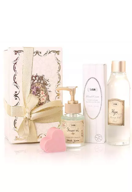 Set cadou Decadence, (contine crema de maini, ulei de masaj, sapun inima si ulei de dus), Sabon, 142 lei