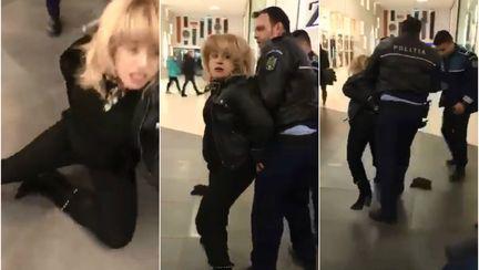 Mama luata pe sus de politisti, in fata copilului sau, intr-un mall din Bucuresti