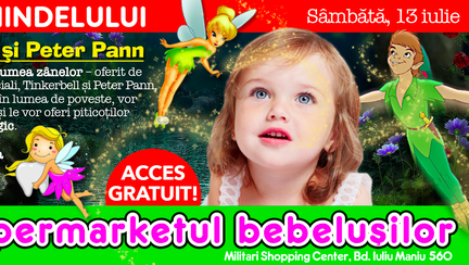 Tinkerbell şi Peter Pan vin cu un show special pentru cei mici, la Bebe Tei Militari