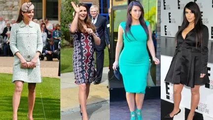 Ducesa Kate şi Kim Kardashian, însărcinate și sexy. Care e mai stilată?
