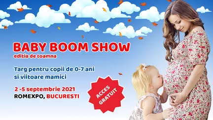 Lansări în premieră şi experienţe unice la Baby Boom Show,cel mai mare târg pentru copii şi viitoare mămici. Intrarea şi parcarea sunt gratuite!