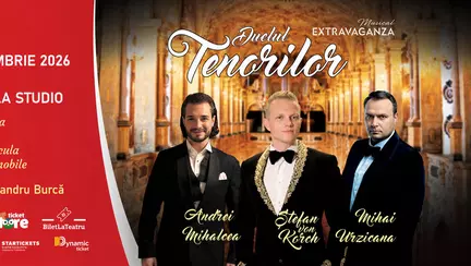 Ediţia 2026 a „DUELULUI TENORILOR”, cu ŞTEFAN von KORCH şi invitaţii,-  pe 14 septembrie la TNB – Sala Studio, în deschiderea stagiunii Musical Extravaganza