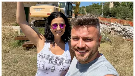 Imagini cu Gabriela Cristea și Tavi Clonda pe șantier. A început demolarea casei din Italia