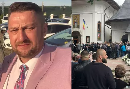 Imagini dureroase de la înmormântarea lui Ciprian Verdeș, polițistul ucis de propriul fiu în Piatra Neamț. Sute de oameni au venit să aducă flori și coroane
