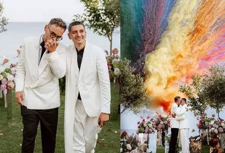 Max Raileanu de la Chefi la Cuțite și hairstylistul George Popescu s-au căsătorit în Grecia. Imagini emoționante de la eveniment: „Ne amintim fluturii din stomac!”
